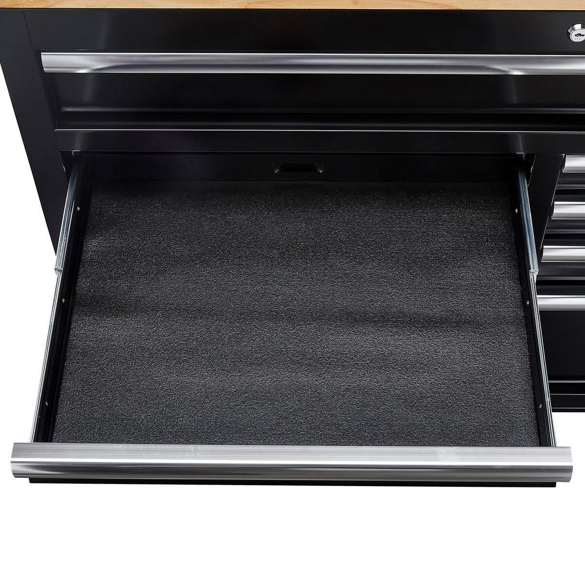 46 in. 9-Drawer Mobile Storage Cabinet with Solid Wood Top, Black