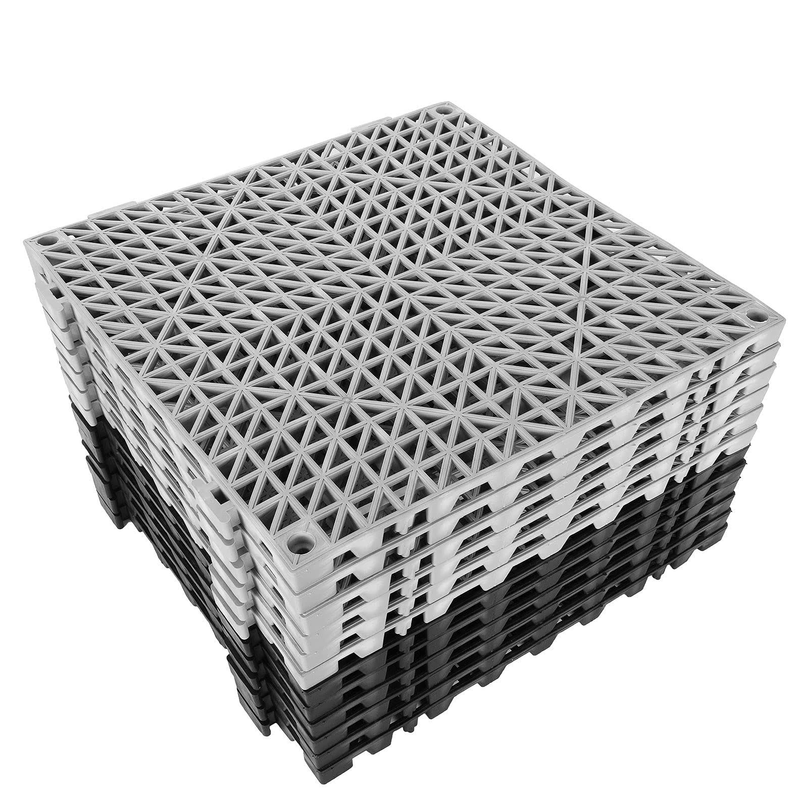 Fengwu 12 Pack 12 x 12 Interlocking Rubber Bathroom Flooring Tiles Non-Slip Splicing Waterproof Mat Modular Interlocking Cushion