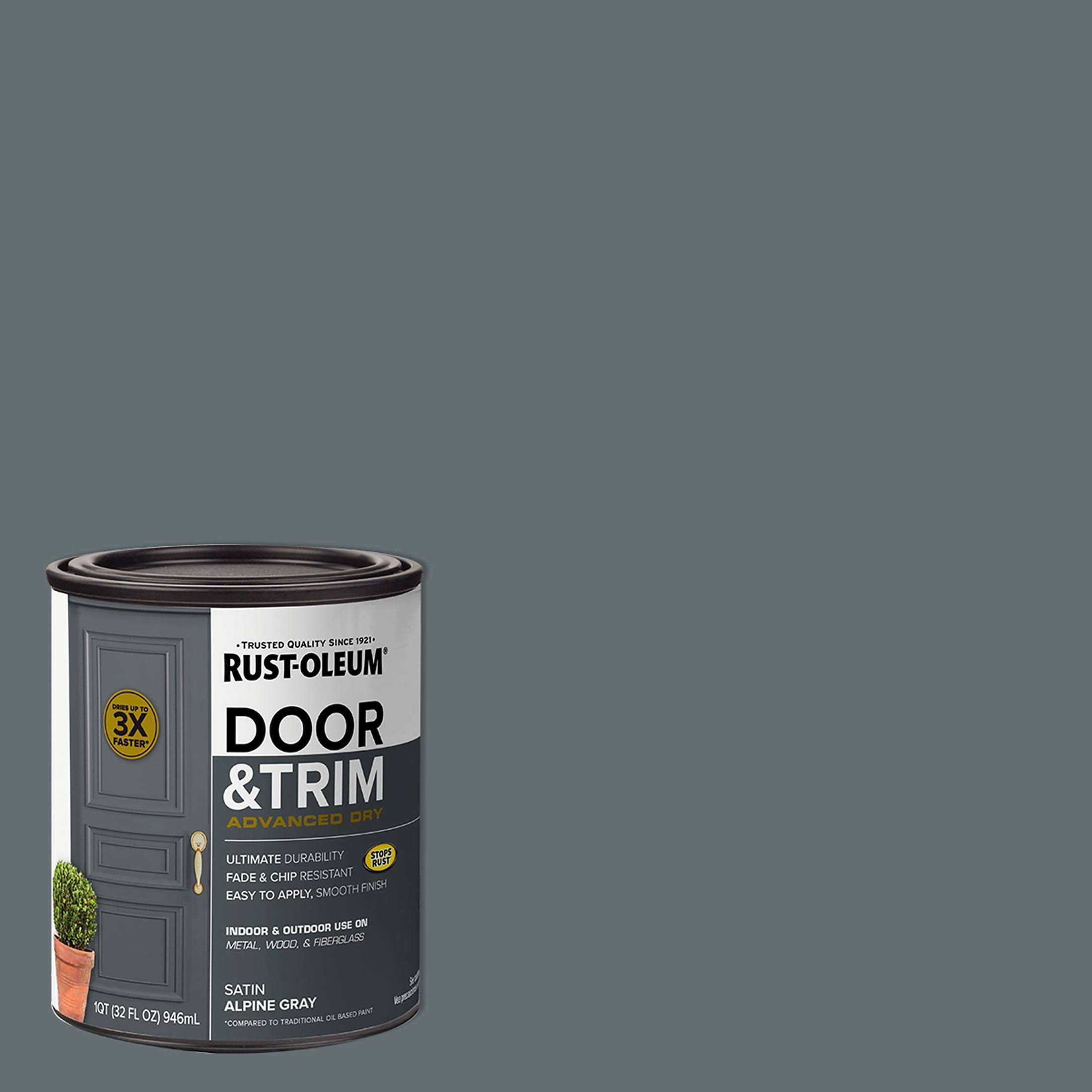 Rust-Oleum Stops Rust 1 qt. Satin Alpine Gray Door and Trim Paint
