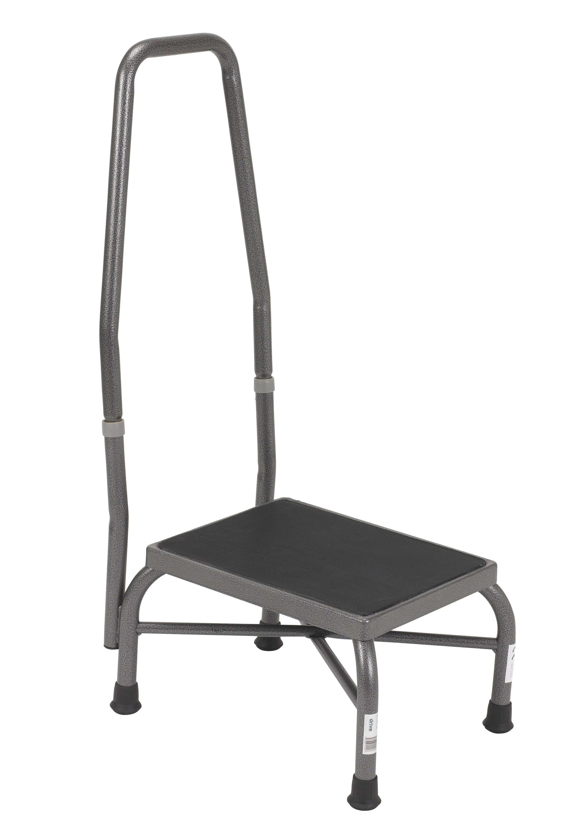 Drive Medical Heavy Duty Bariatric Footstool with Non Skid Rubber Platform & Handrail