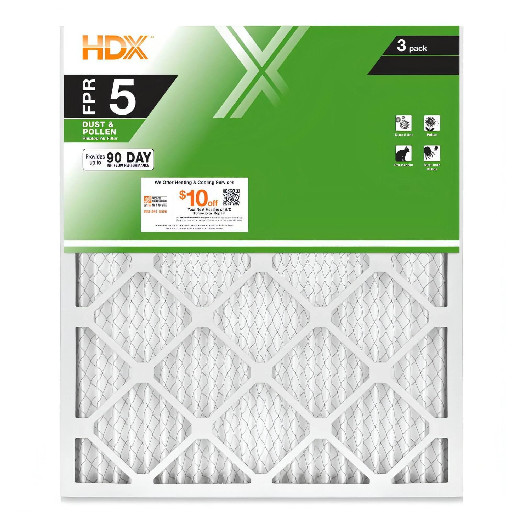 20 x 25 x 1 Standard Pleated Air Filter FPR 5 (3-pack)
