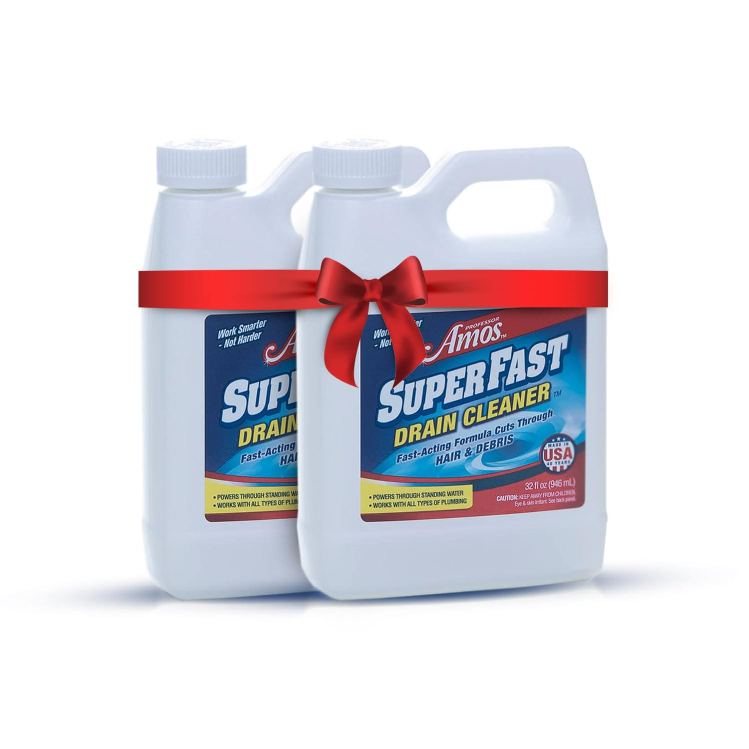 Professor Amos Superfast Drain Cleaner 2 Pack Dissolve Hair Grease Food & Build Up Fast 8-12 Applications