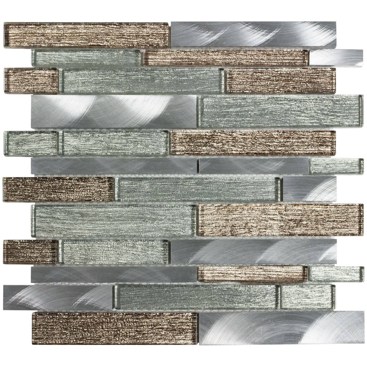 Elida Ceramica Sparkling River 12-in x 12-in Glossy GLASS; Metal Linear and Wall Tile (0.95-sq. ft/ Piece)
