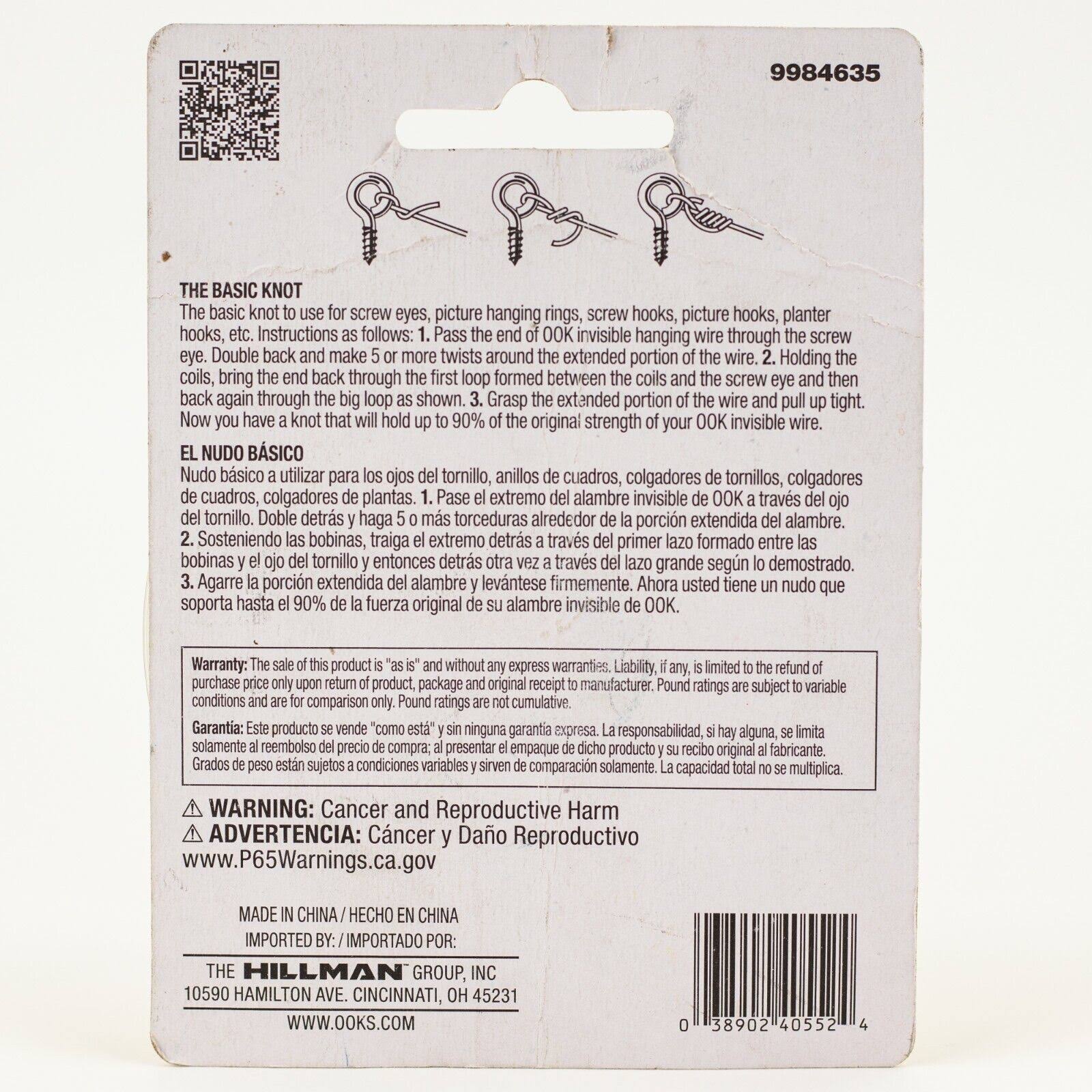 Ook Invisible Hanging Wire, 25ft, 20lb, 1 Piece, Size: 25'