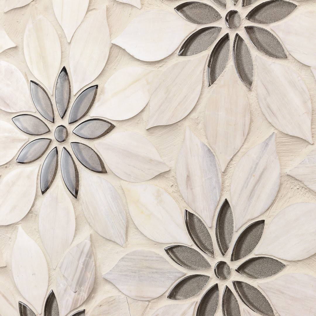 Ivy Hill Tile Thistle Ivory 12.4 in. x 14.13 in. Polished Marble Mosaic Tile (1.21 Sq. ft./Sheet)