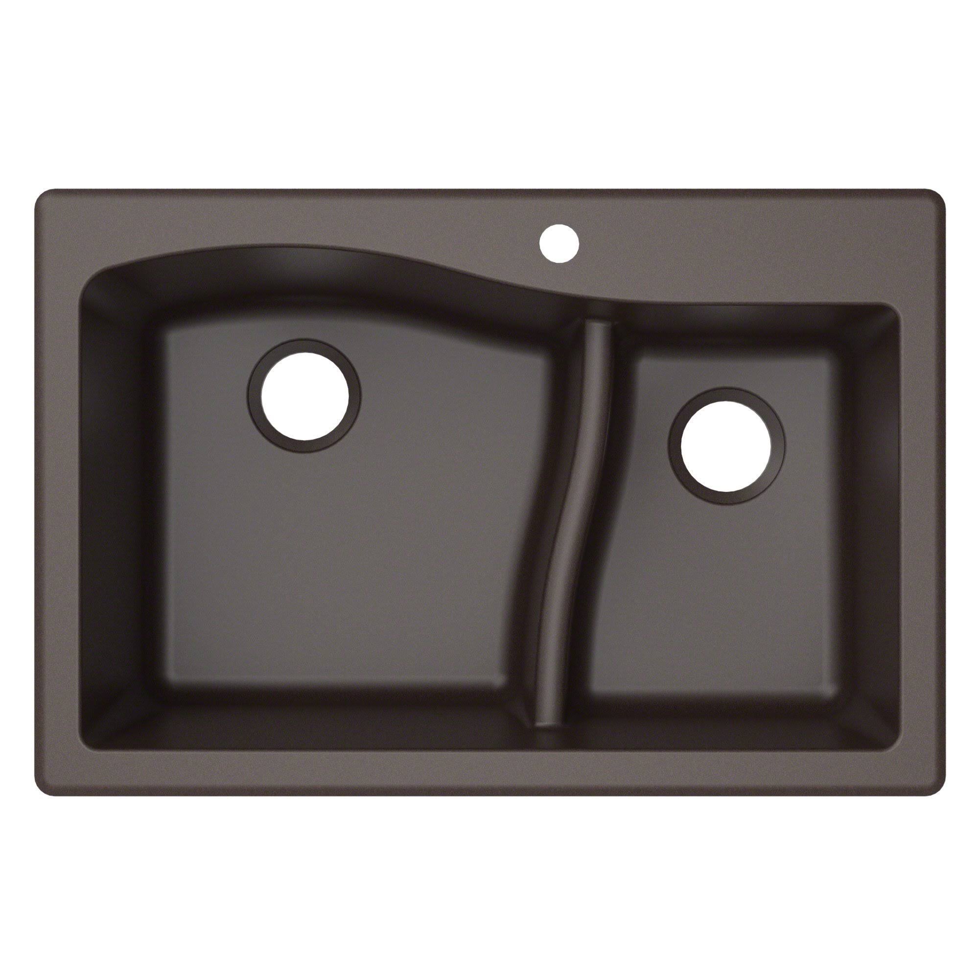 Kraus KGD-442BLACK Quarza 33 inch Dual Mount 60/40 Double Bowl Granite Kitchen Sink, Black