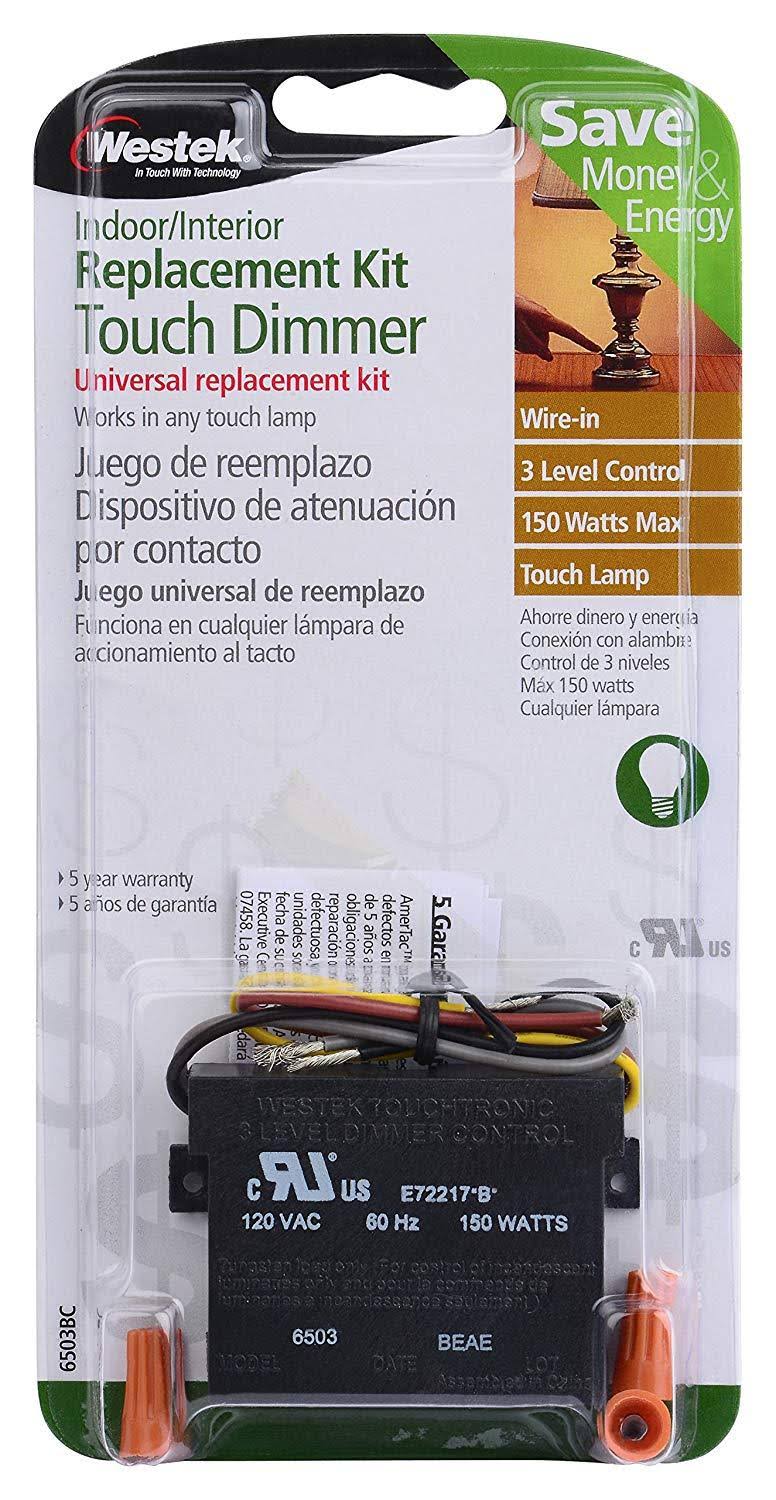 Westek 6503BC 150W 3-Level Wire-In Replacement Dimmer Black