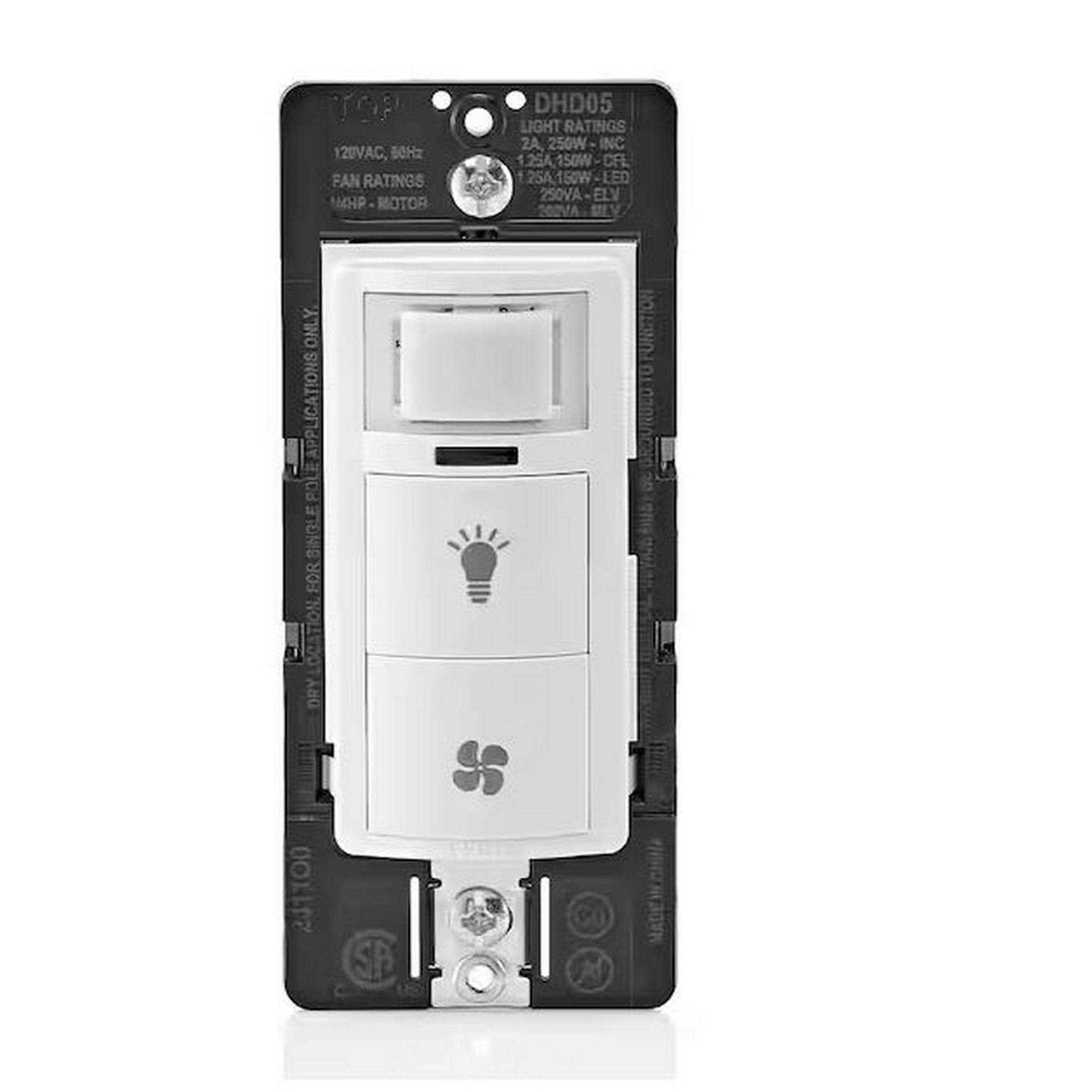 Leviton Decora In-Wall Combination Humidity Sensor & Fan Control w/Light Switch