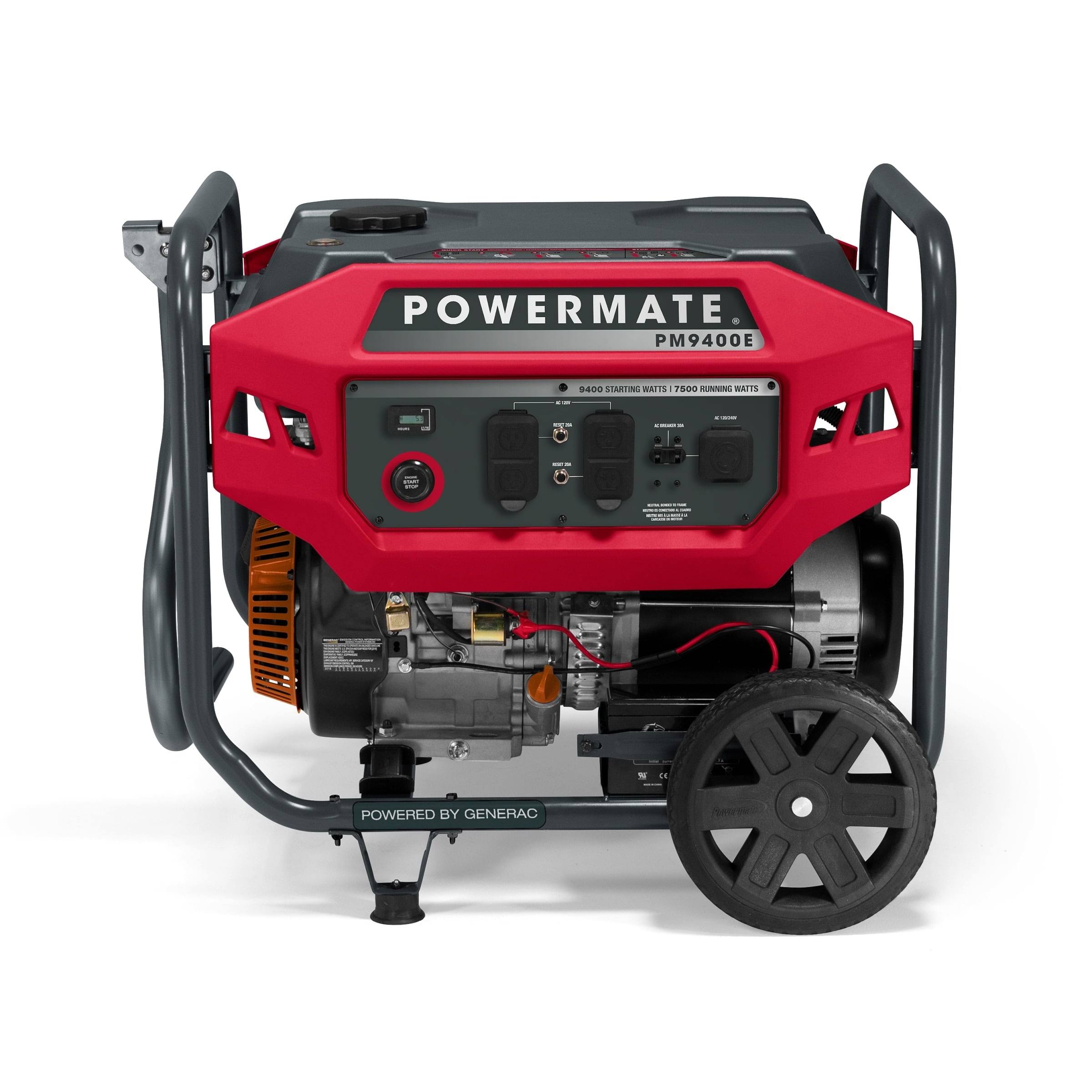 Powermate PM9400E 7500 Running Watt Electric-Start Gasoline Powered Portable Generator, 50 ST/CSA