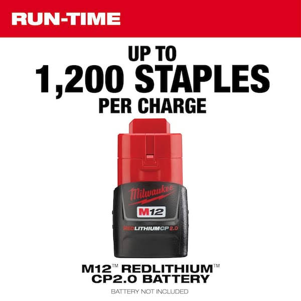 Milwaukee M12 12 Volt Lithium Ion Cordless Cable Stapler W/1 in. Insulated Cable Staples 600 per Box (2-Pack)