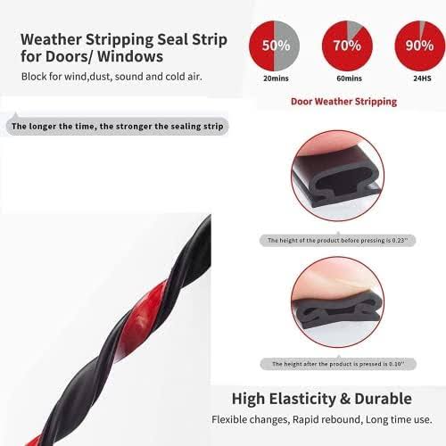 OXRQ Weather Stripping Door Seal Strip,Self-Adhesive Rubber D-Shape Door Weather Stripping Sealers for Door Frame Window Insulation Large Gap (50ft,