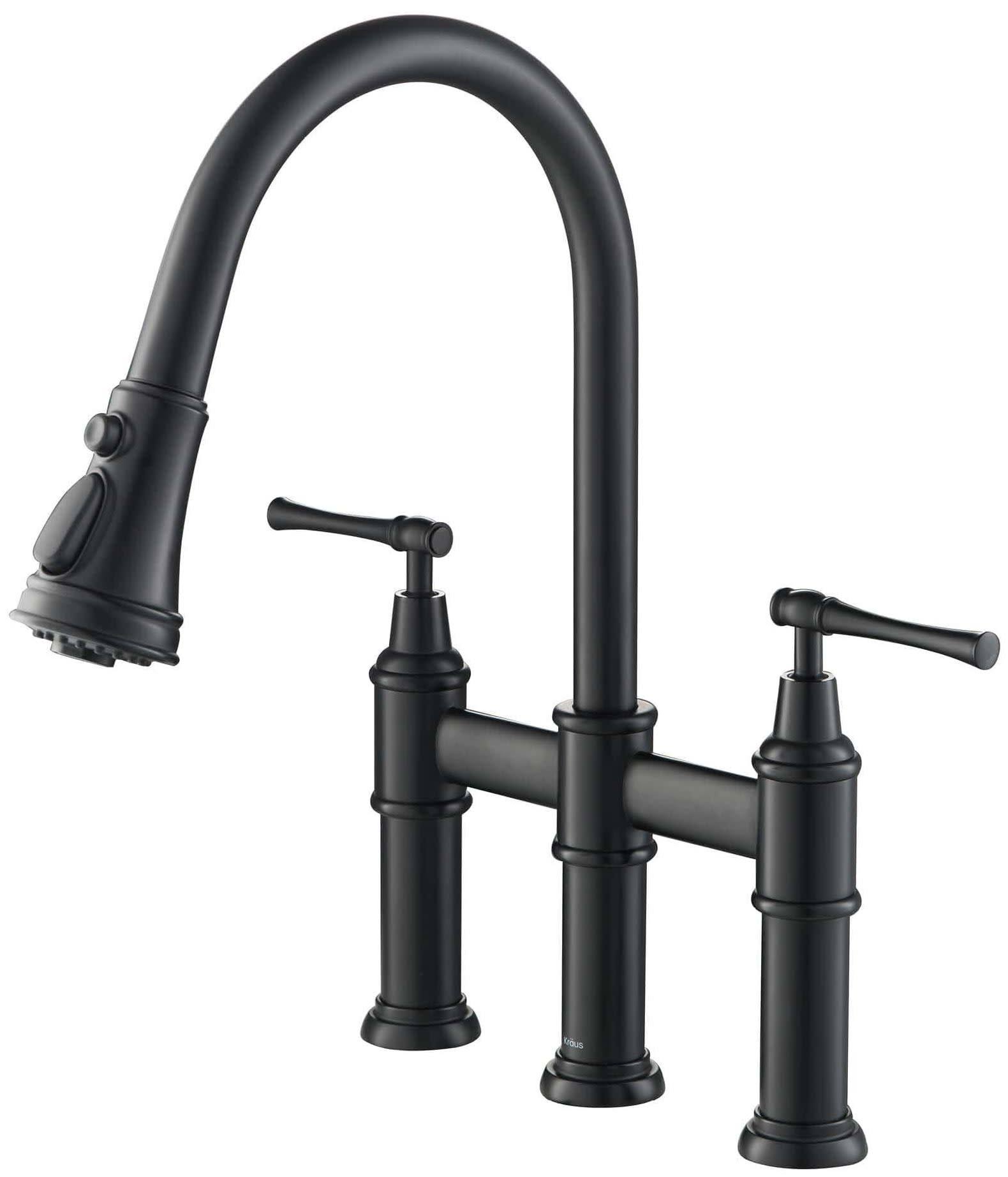 Kraus KPF-3121MB Allyn Transitional Bridge Kitchen Faucet with Pull-Down Sprayhead Matte Black