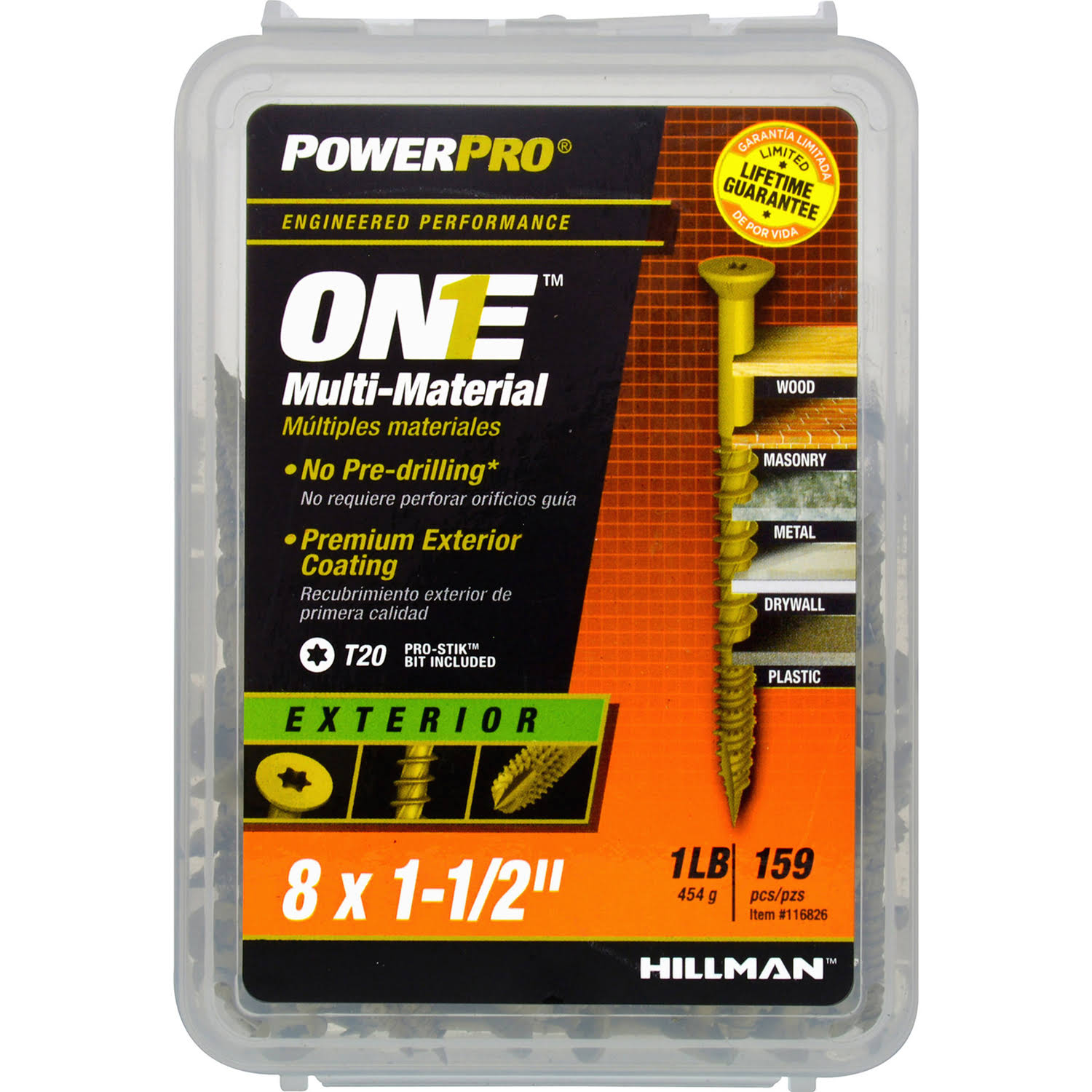 Power Pro One Screws, Multi-Material, Exterior, 1-1/2 Inch- 164 screws, 1 lb