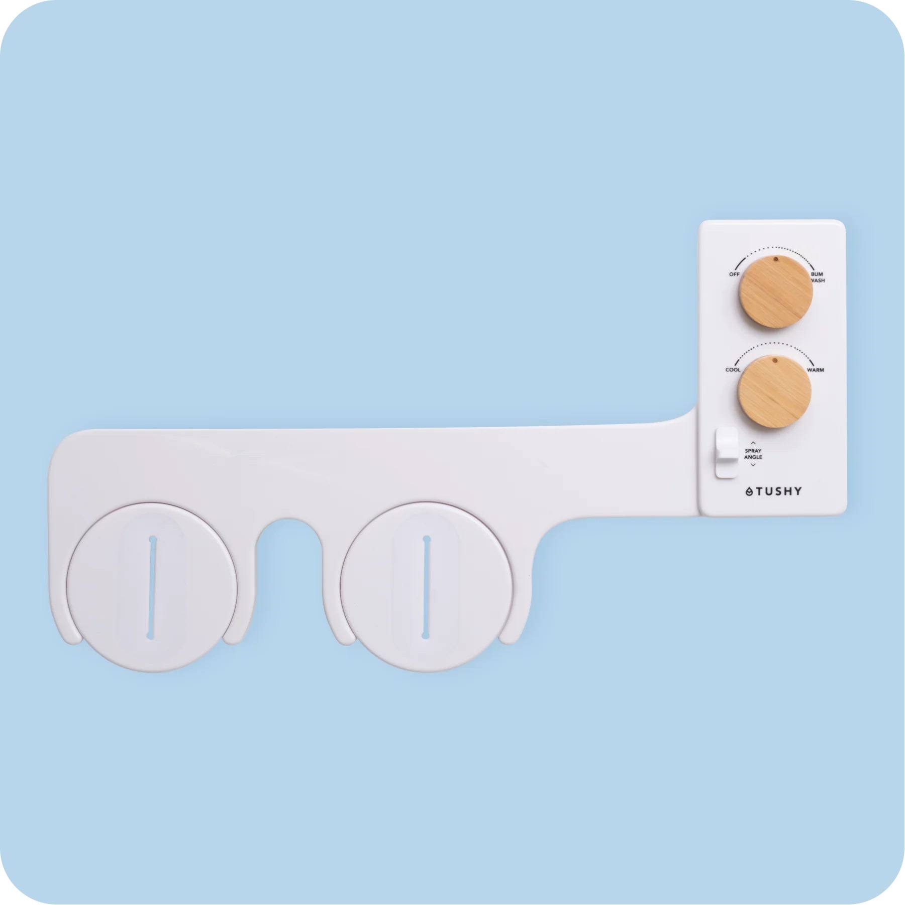 Tushy Spa 3.0 Bidet Attachment | Warm Water | White with Bamboo Knobs