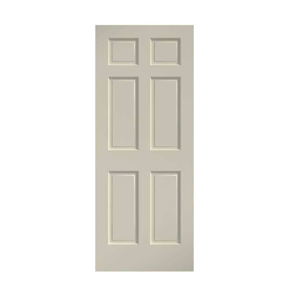EightDoors 80 inch x 30 inch 6 Panel White Primed Solid Wood Core Door