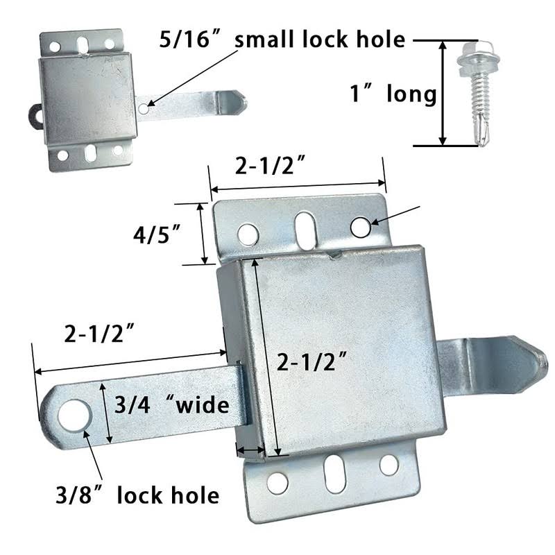 Garage Door Side Lock Inside Deadlock for Most Garage Door Galvanized Steel-2Pack