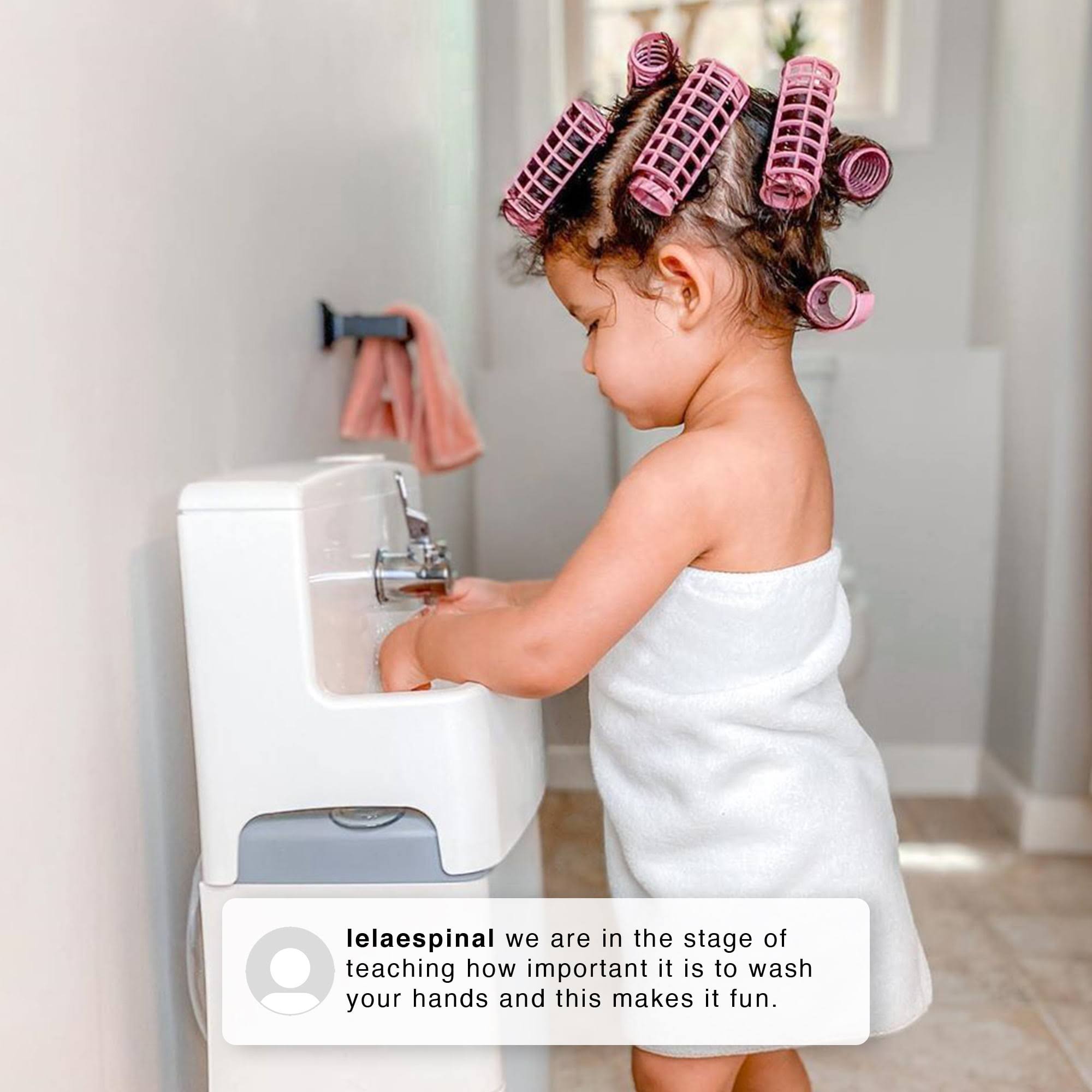 Delta Children PerfectSize 3-in-1 Convertible Sink, Step Stool and Bath Toy for Kids, White/Grey