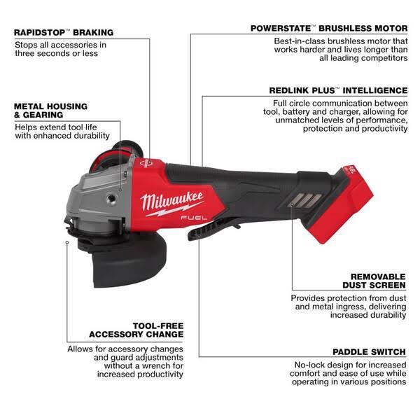 Milwaukee M18 Fuel 18-Volt Lithium-Ion Brushless Cordless Combo Kit (4-Tool) with M18 Fuel Grinder, Blower, and (2) Batteries