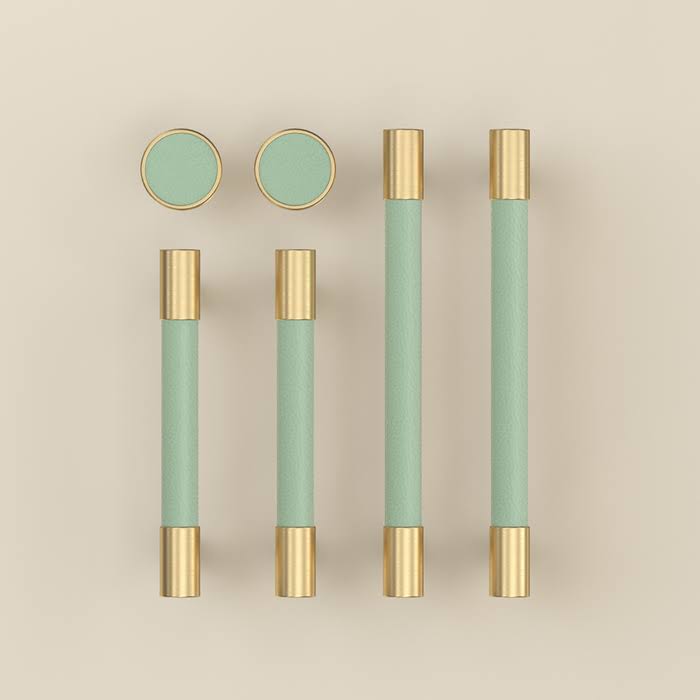 Goldenwarm Cabinet Handles Solid Brass Leather Cabinet Door Handles