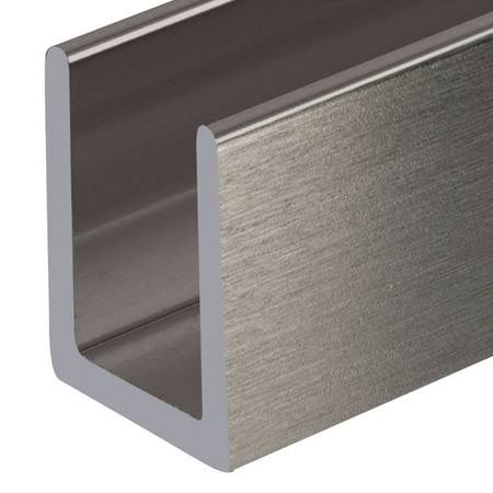 Brixwell Sdcd38bn-ccp36-r Brushed Nickel 3/8 inch Fixed Panel Shower Door Deep U-Channel- 36 inch, Silver