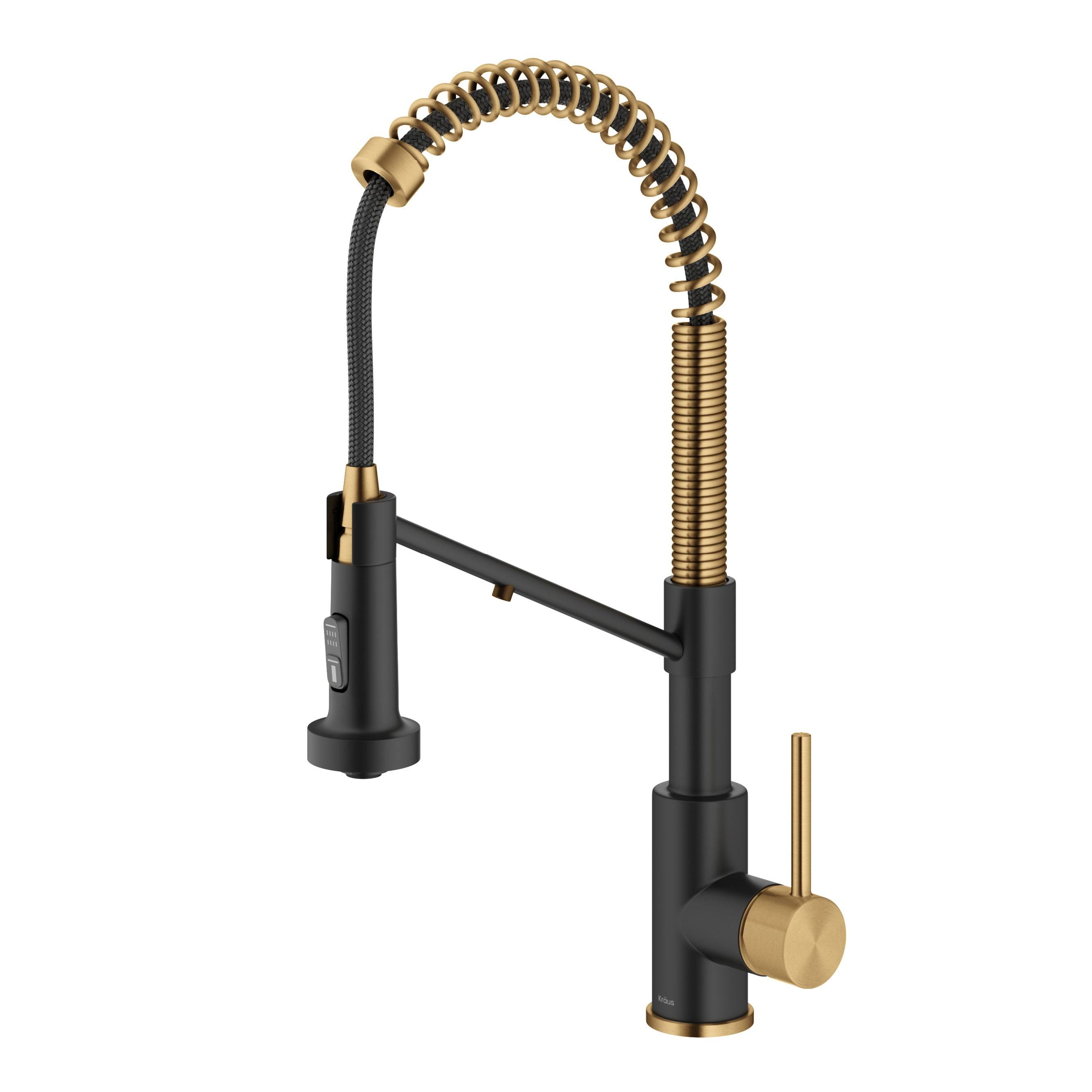 Kraus KFF-1610BBMB Bolden 2-in-1 Commercial Style Pull-Down Single Handle Water Filter Kitchen Faucet for Water Filtration System Brushed Brass & Matt