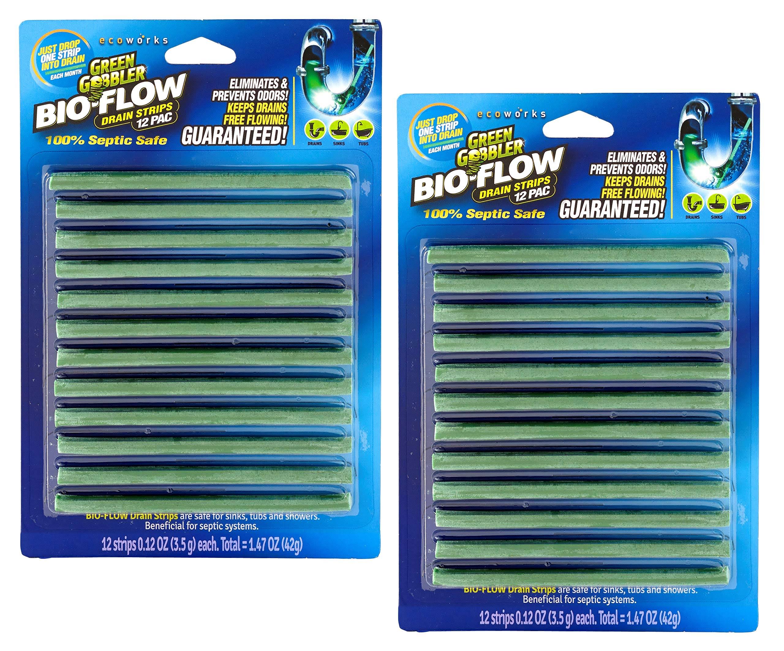 Green Gobbler Bio-Flow Drain Strips 24 | Cleaner & Deodorizer Sticks