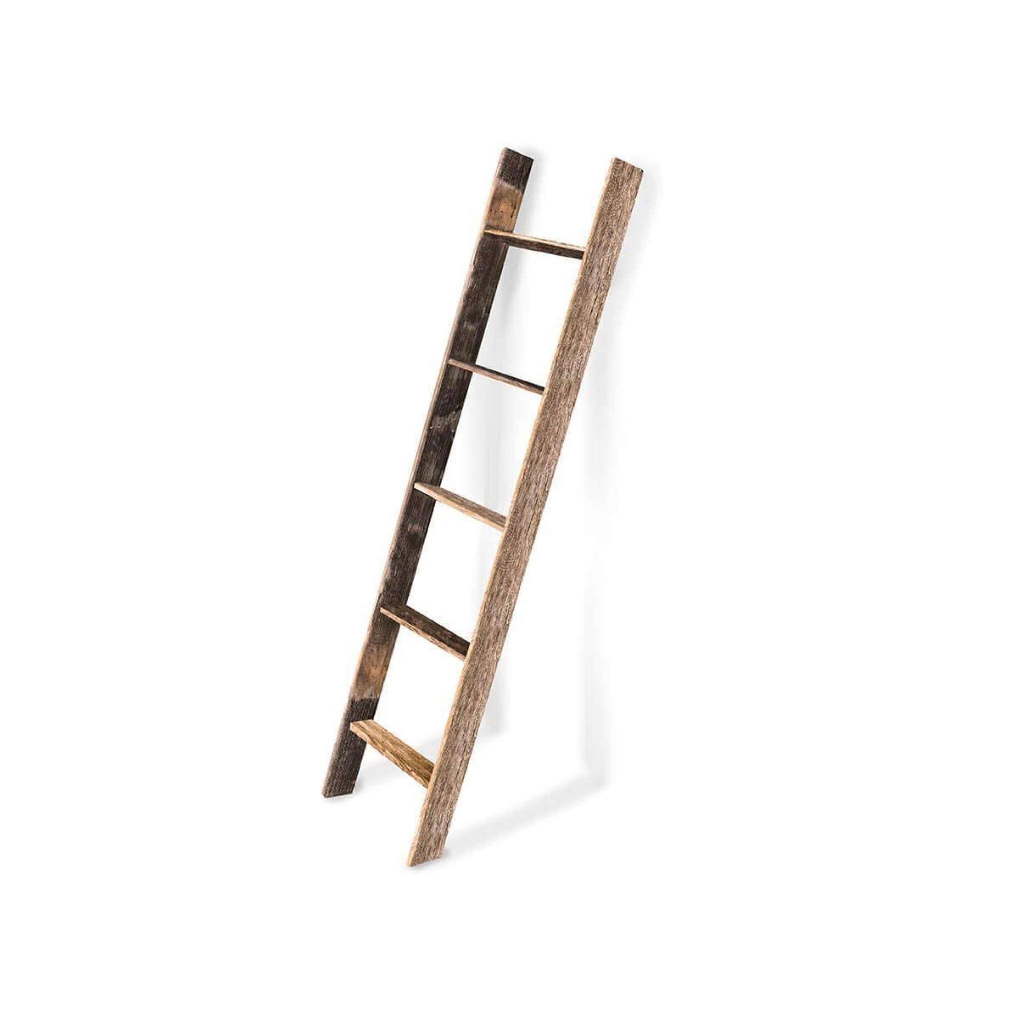 BarnwoodUSA Rustic 5 Foot Decorative Ladder- 100% Reclaimed Wood, Weathered Gray