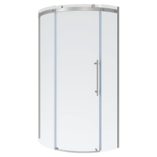 American Standard Elevate Brushed Nickel 34-5/8-in to 35-in x 72-in Frameless Hinged Soft Close Shower Door | AM00840400.295