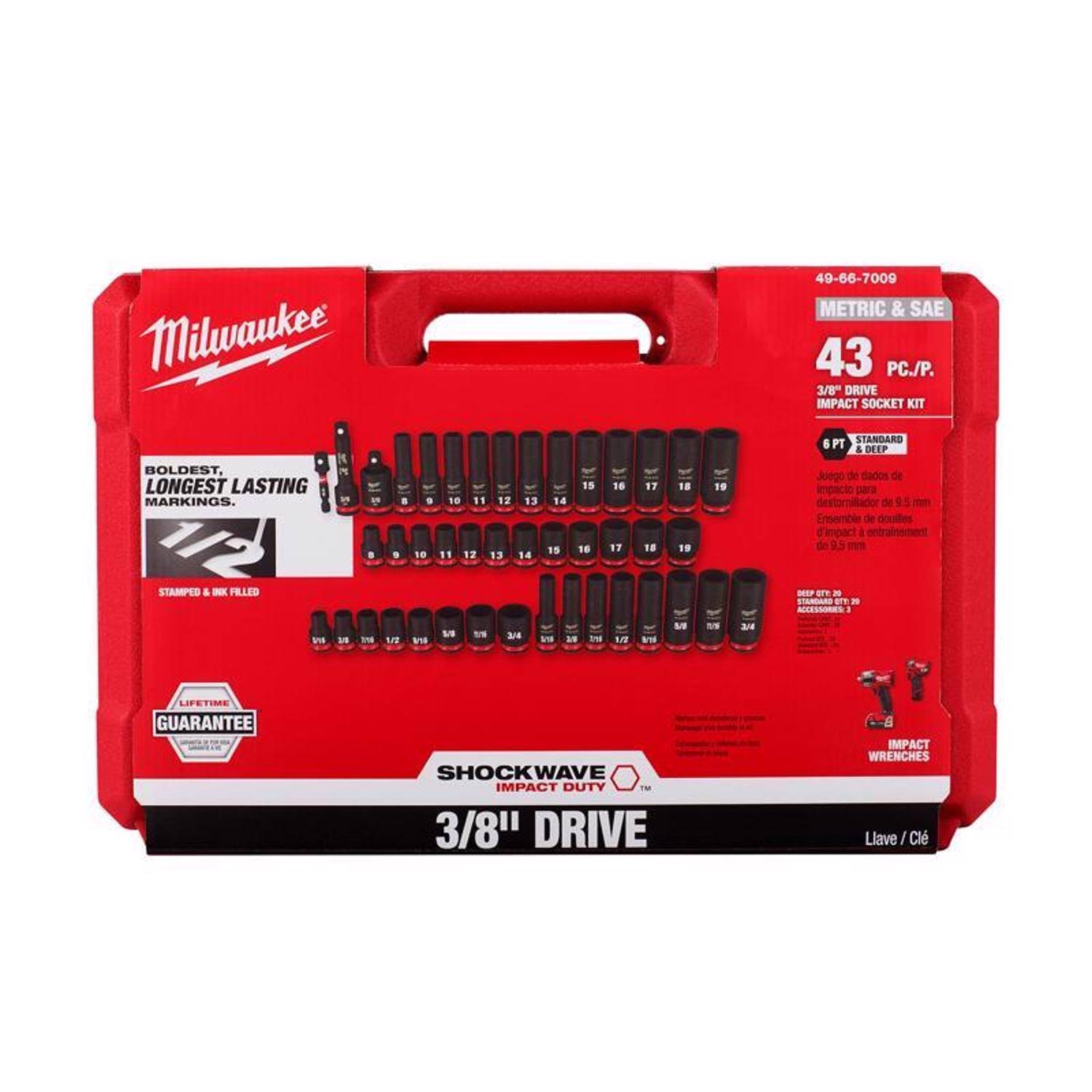 Milwaukee 49-66-7009 43pc Shockwave Impact Duty 3/8