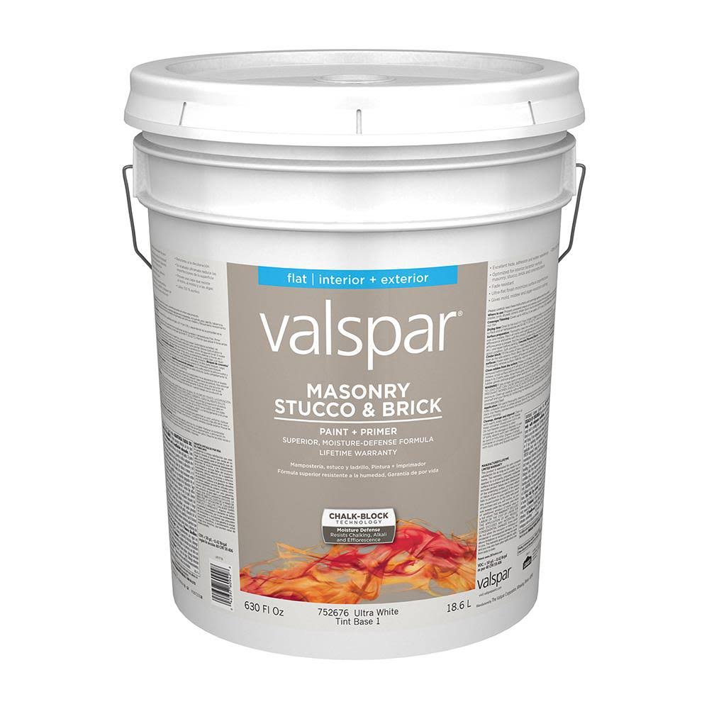 Valspar Masonry Stucco Brick Flat Interior/Exterior Tintable Paint 5-Gallon | 007.0752676.008
