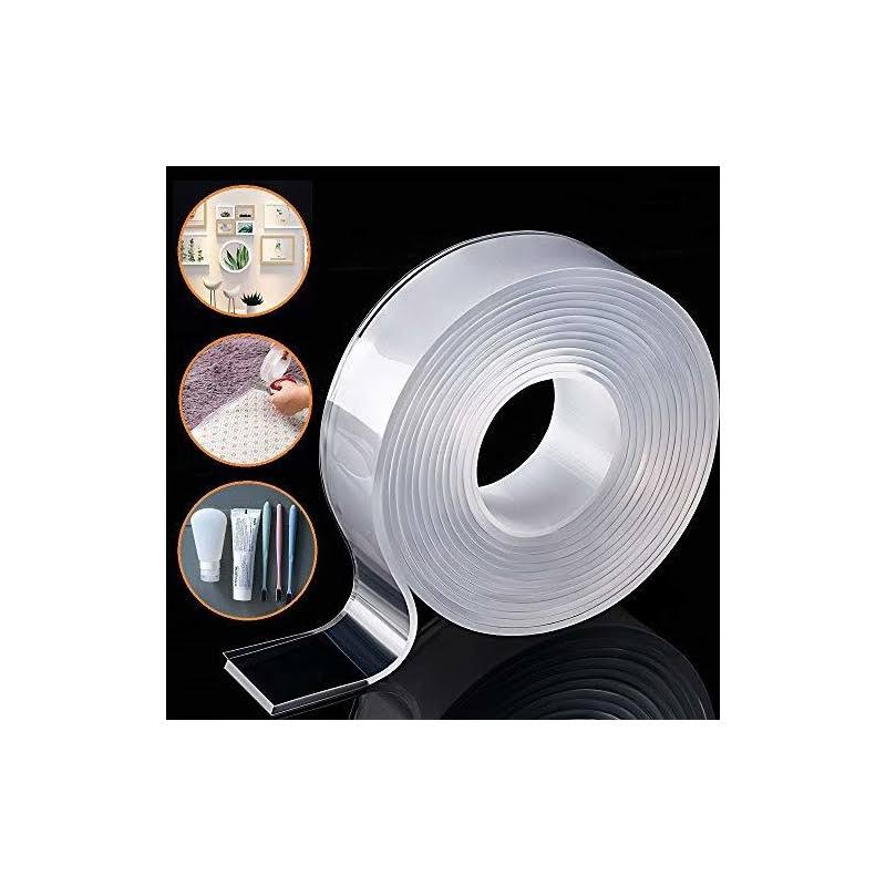 Removable Adhesive Nano Gel Tape- Washable Strong Adsorption Double Sided Clear Silicone Traceless Tape for Wall,Kitchen,Carpet,Photo Fixing by Honw