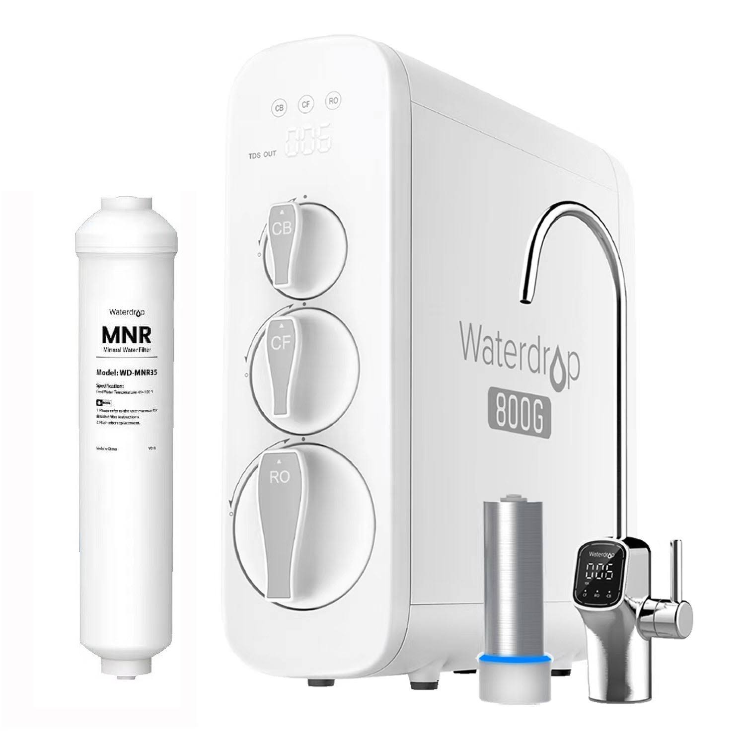 800GPD Remineralization RO System with UV Sterilizing Light and Smart Faucet- Waterdrop G3P800