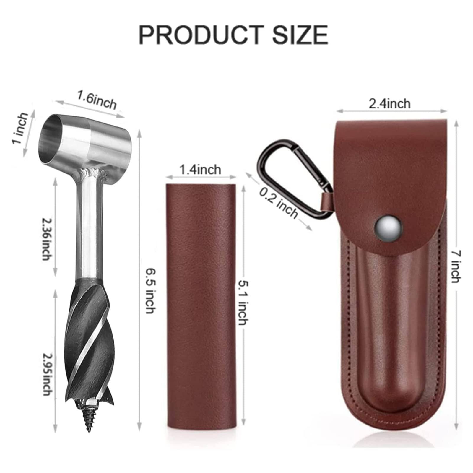 HNONPW Bushcraft Gear for Survival Settlers Bushscraft Hand Auger Wrench with Flint Scotch Eye Wood Drill Peg and Manual Hole Maker Mul