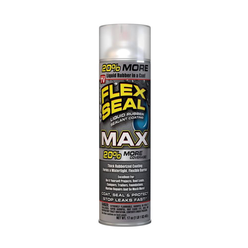 Flex Seal As Seen on TV Max Aerosol Liquid Rubber Sealant Coating, 17 oz, Black, Size: 17 fl oz, Clear