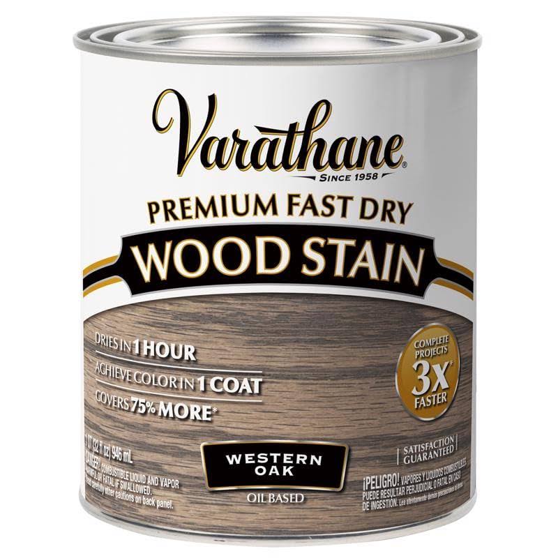 Varathane 370719 Premium Fast Dry Wood Stain- Western Oak- 1 qt