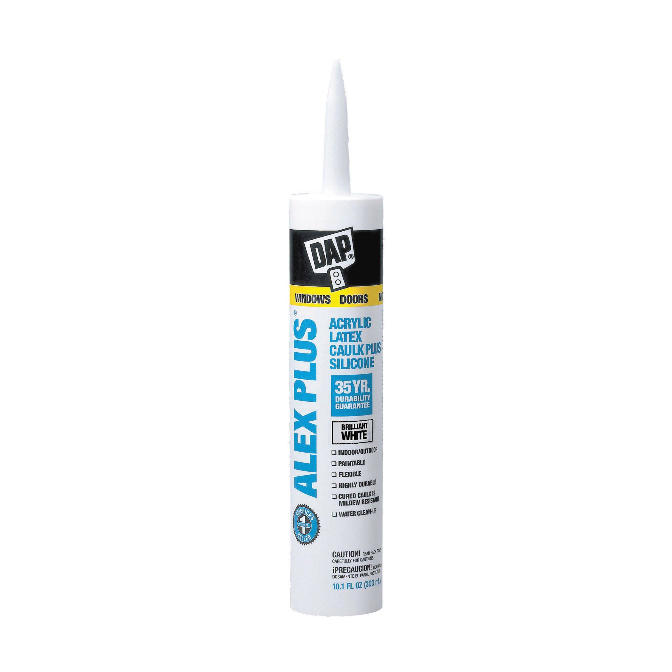 Dap Alex Plus Acrylic Latex Caulk with Silicone, White- 10.1 oz tube