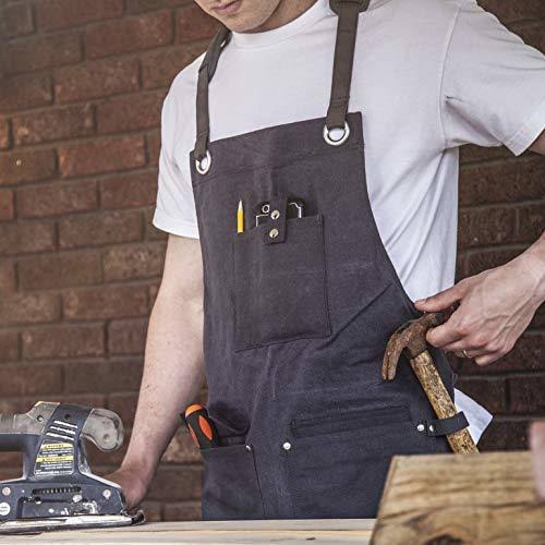 Waxed Canvas Heavy Duty Work Apron with Pockets- Deluxe Edition