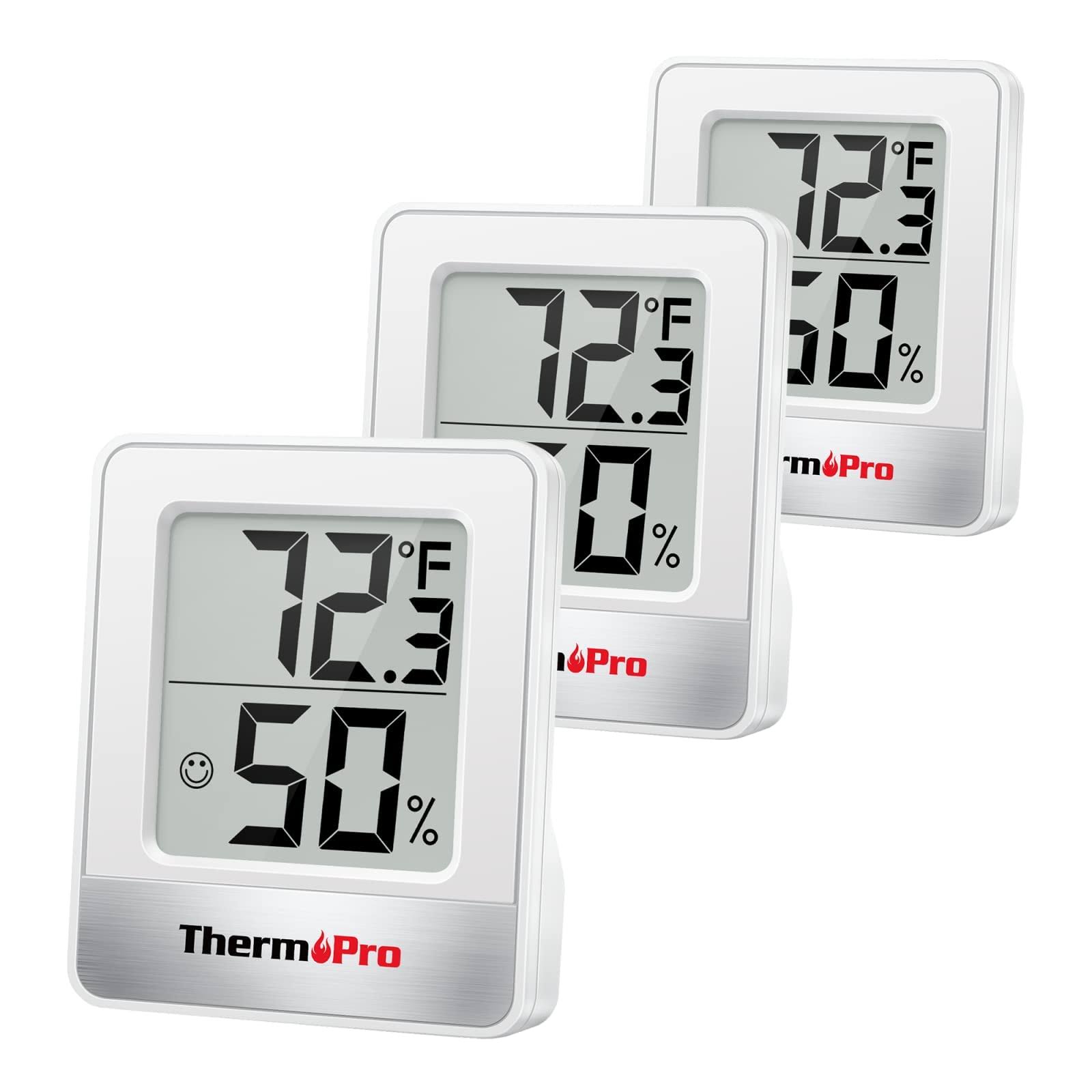 ThermoPro TP49 3 Pieces Digital Hygrometer Indoor Thermometer Humidity Meter Mini Hygrometer Thermometer with Temperature and Humidity Monitor Room