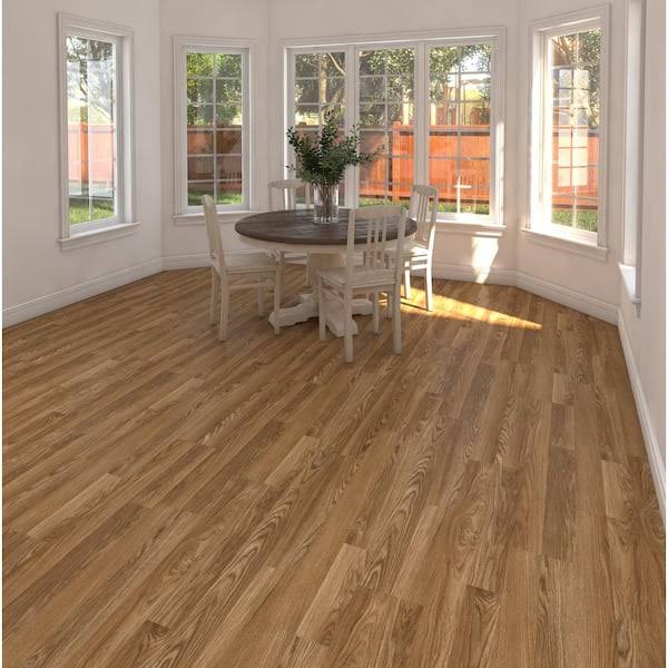 TrafficMaster Kellum Valley Oak Gunstock Brown 7 mm T x 8 in. W Laminate Wood Flooring (24 sqft/case)