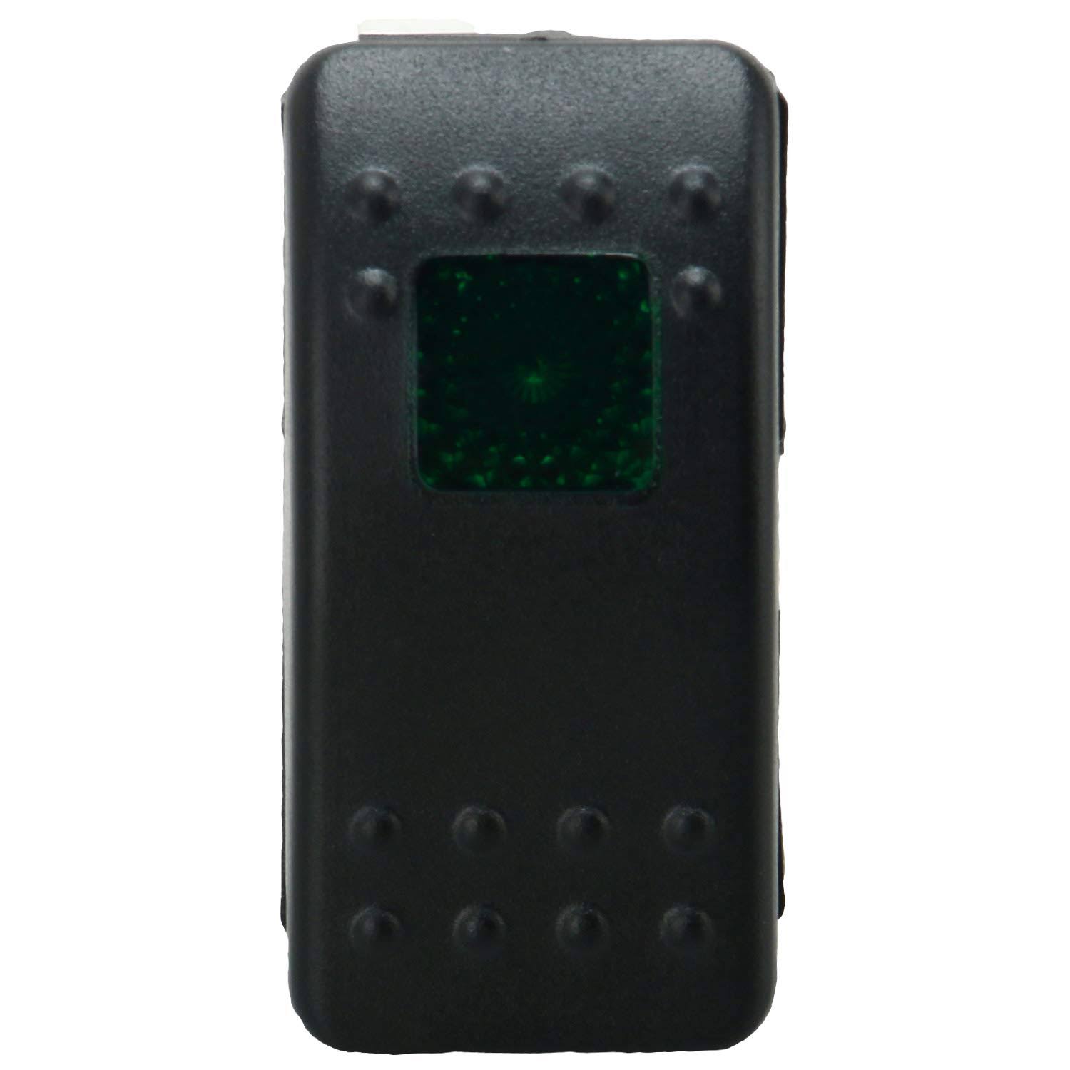 Amarine Made 12V 20 Amp Waterproof LED On/Off Boat Marine SPST 3P Rocker Switch with Light (Green)