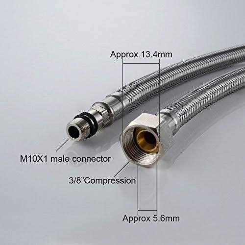 Bathfinesse Flexible Bathroom Faucet Connector Braided Stainless Steel Supply Lines 32 inch Length 3/8-Inch Female Compression Thread x M10 Male