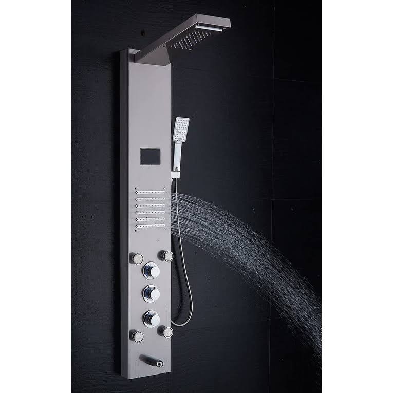 ELLO&ALLO LED Rainfall Waterfall Shower Head Rain Massage System, Brushed Nickel