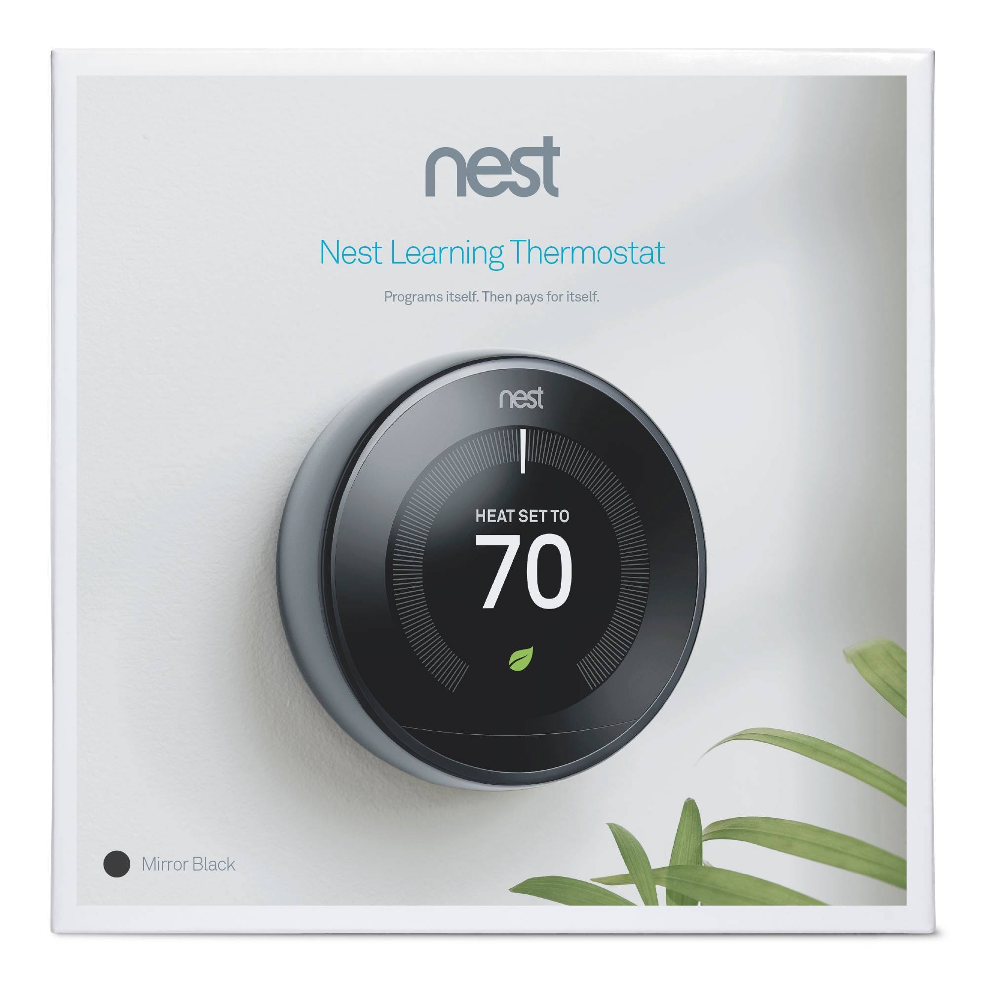 Nest Learning Wi-Fi Programmable Thermostat- Mirror Black