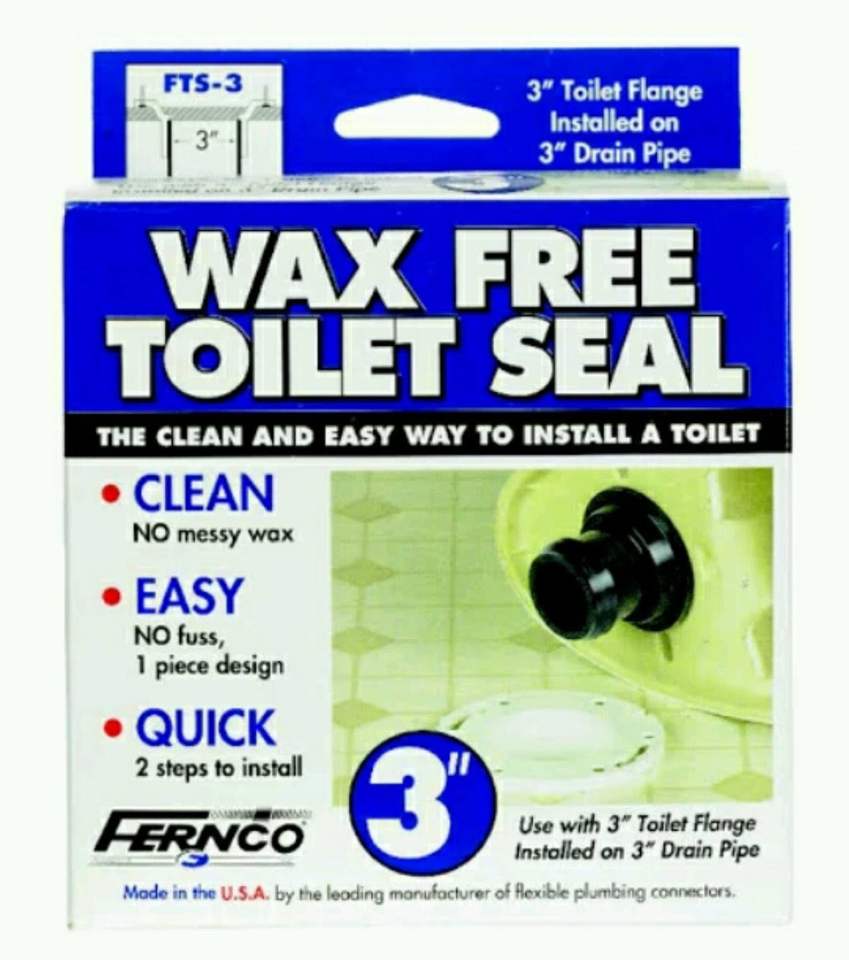 Fernco FTS-3 Toilet Seal, Wax-Free, 3-In.