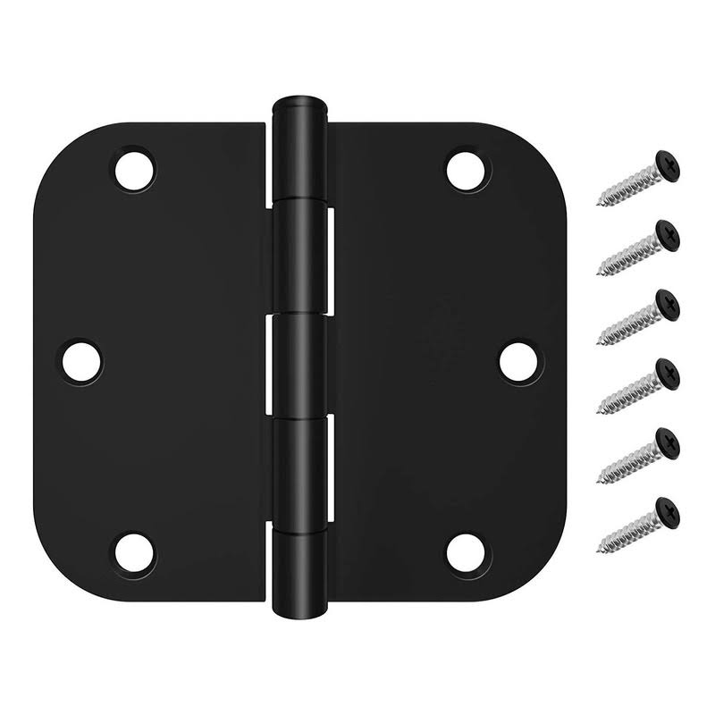 HOSOM 30 Pack Rounded Door Hinges 3.5 x 3.5 inch, 5/8 Radius, Matte Black