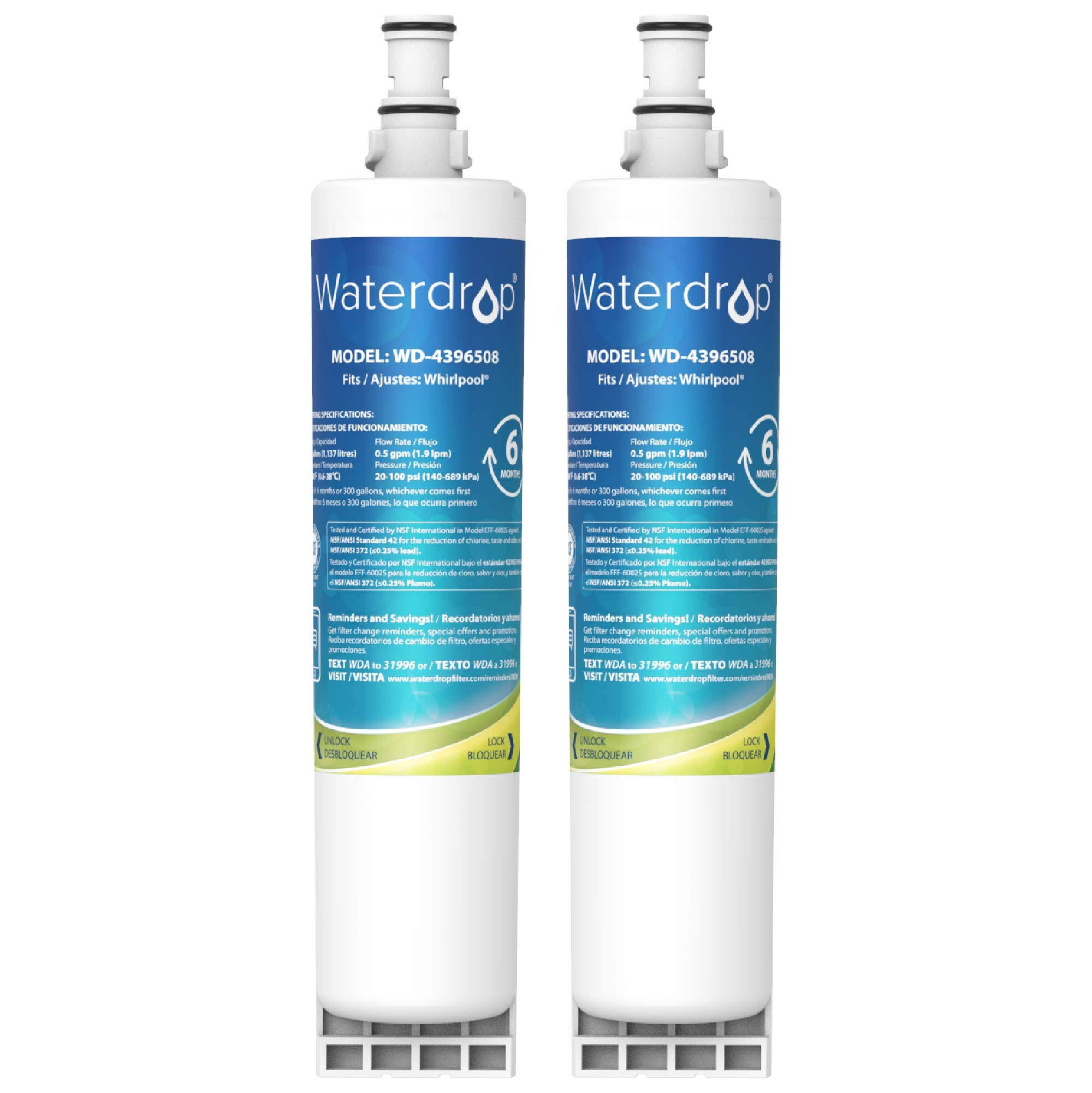 Whirlpool 4396508 4396510 Replacement Refrigerator Water Filter by Waterdrop