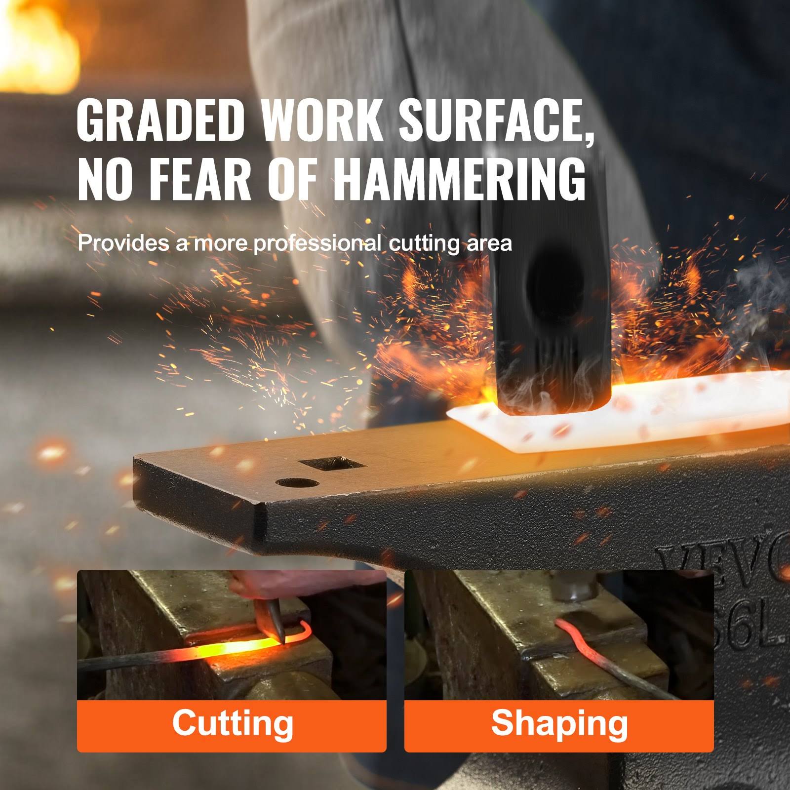 VEVOR Single Horn Anvil 66lbs Cast Steel Anvil High Hardness Rugged Round Horn Anvil Blacksmith Large Countertop and Stable Base with Round and