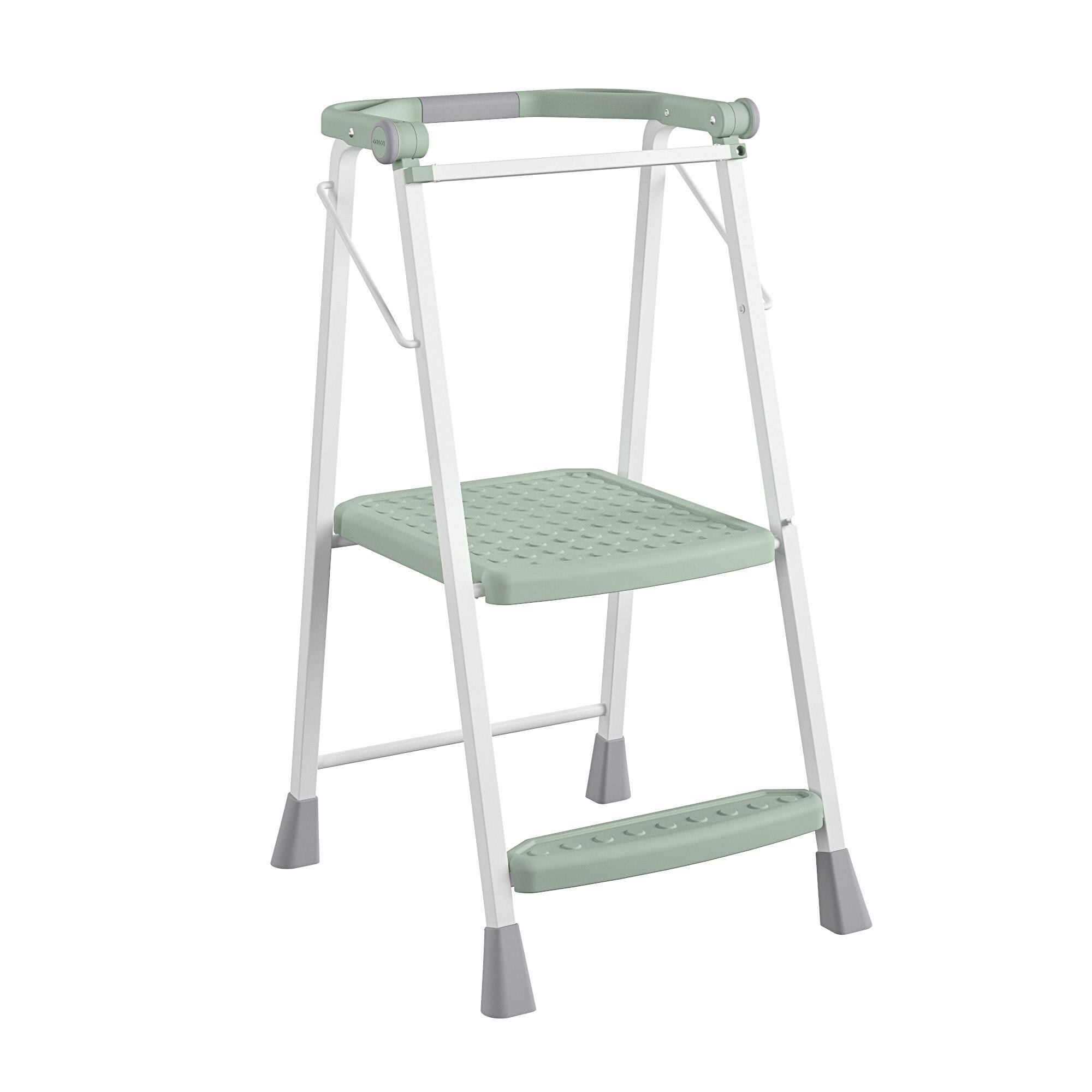 Cosco 2-Step Kitchen Stepper Adult Folding Step Stool, Kids Folding Kitchen Helper, Green