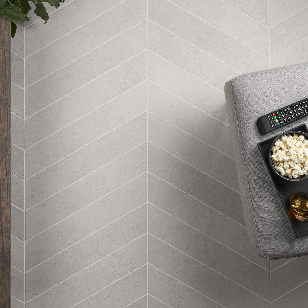 Ivy Hill Tile Iris Chevron Perla 3.93 in. x 20.86 in. Matte Porcelain Floor and Wall Tile (6.71 Sq. ft./Case)