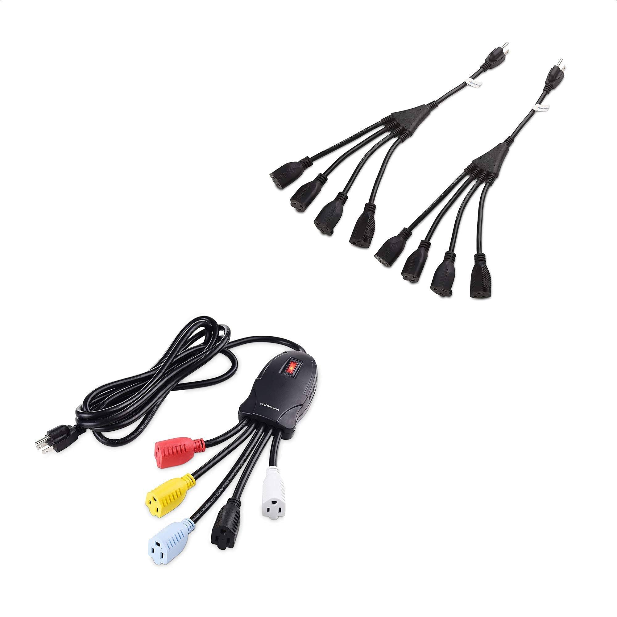 Cable Matters (2-Pack) 4-Outlet AC Power Cord Y-Splitter- 1.5 Feet